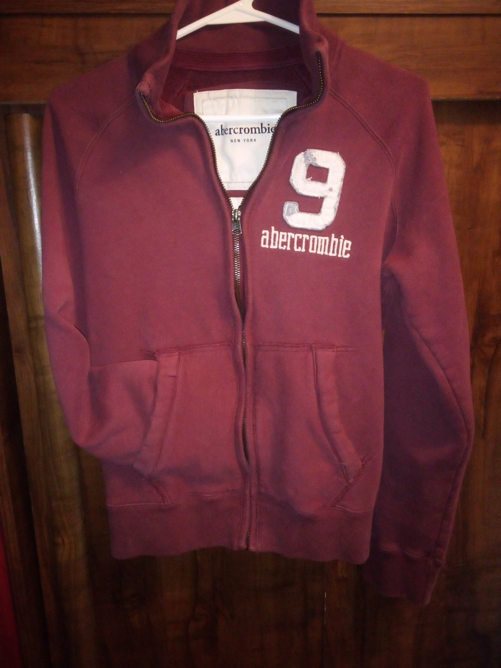 Abercrombie New York Juniors Burgundy Zip-Up Cropped Sweatshirt Jacket